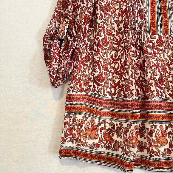 Anthropologie Meadow Rue Womens Rust Floral Peasant Top Blouse XS - Picture 4 of 9